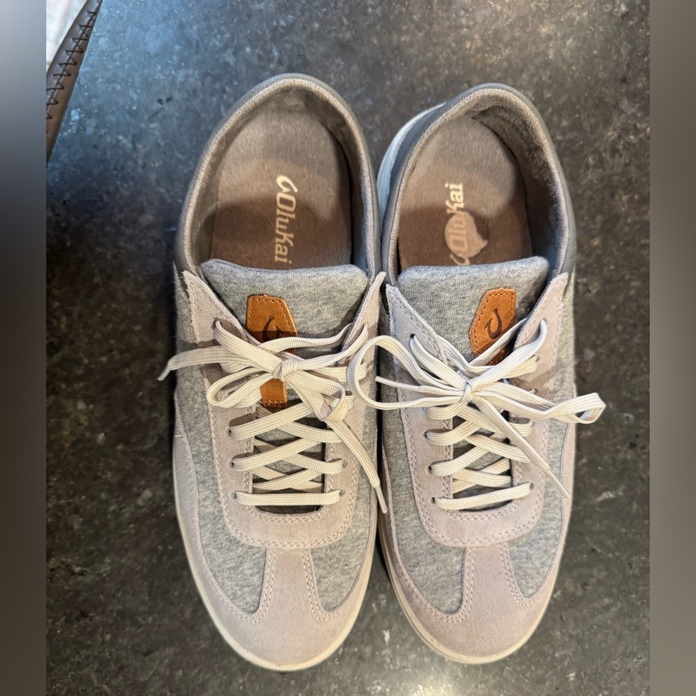 OluKai Light Gray and Tan Casual Shoes